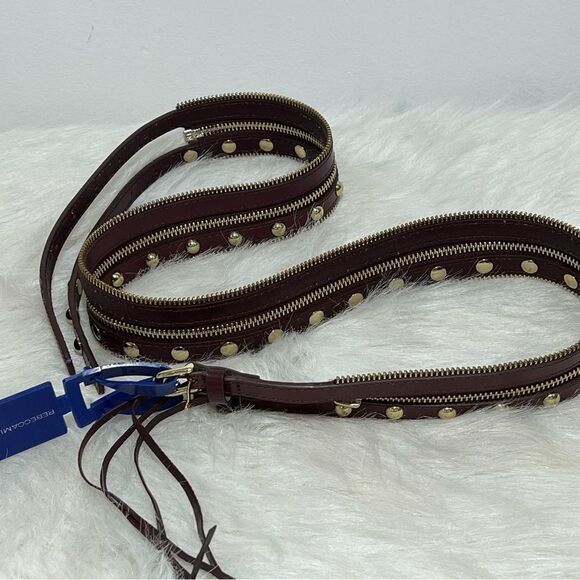 NWOT Rebecca‎ Minkoff Burgundy Burgundy Gold Studded Leather 2 Way Belt -- L main image 4